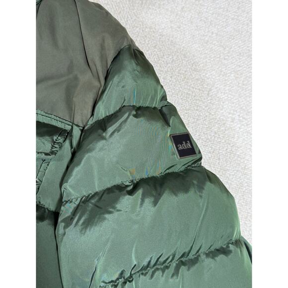 ADD Men 40 Green Duck Down Hooded Puffer Jacket Zip Snap Front Long Sleeve Warm - Picture 13 of 15